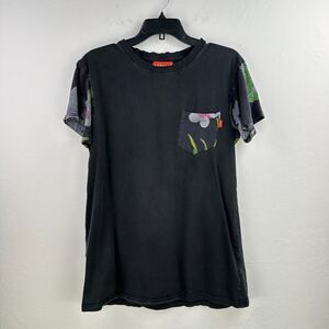 Asphalt‎ Tshirt Mens Medium Black Floral Pocket Tee Comfy Streetwear Urban